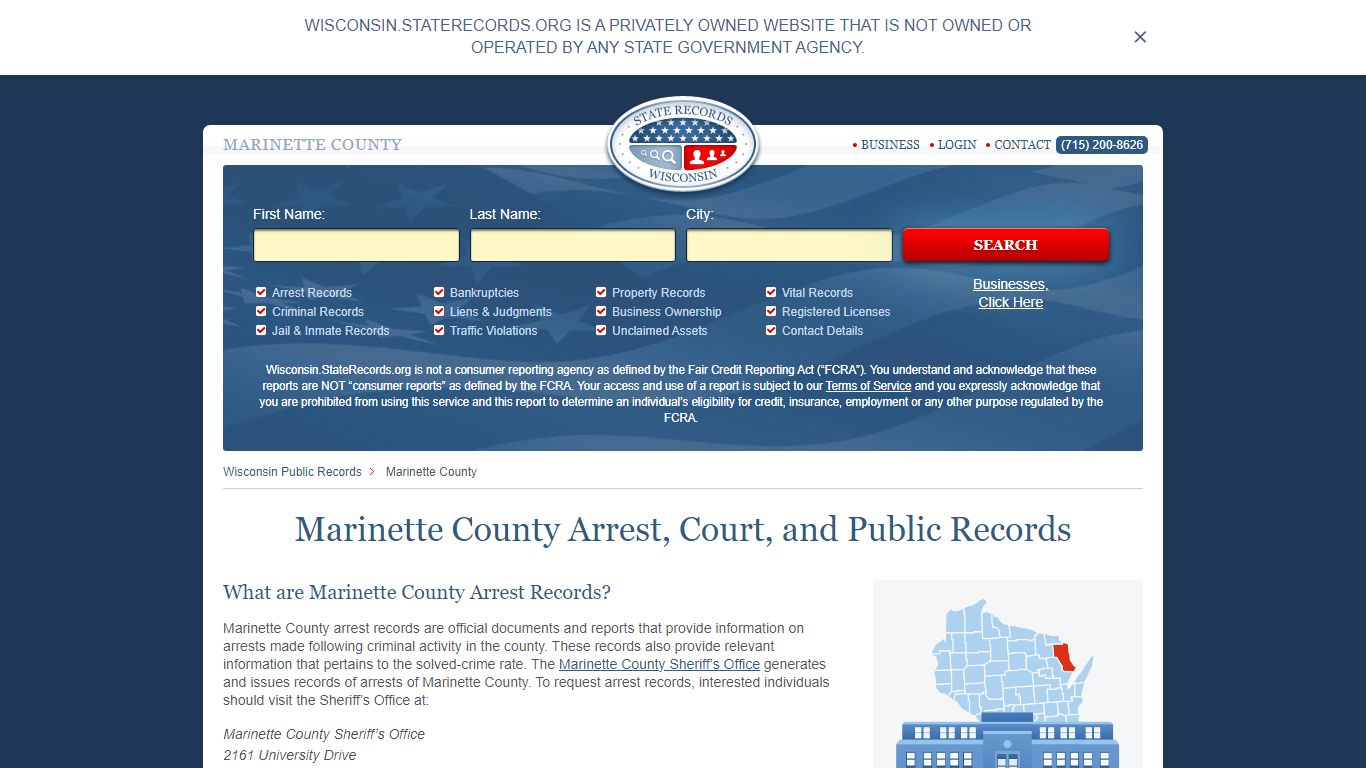 Marinette County Arrest, Court, and Public Records