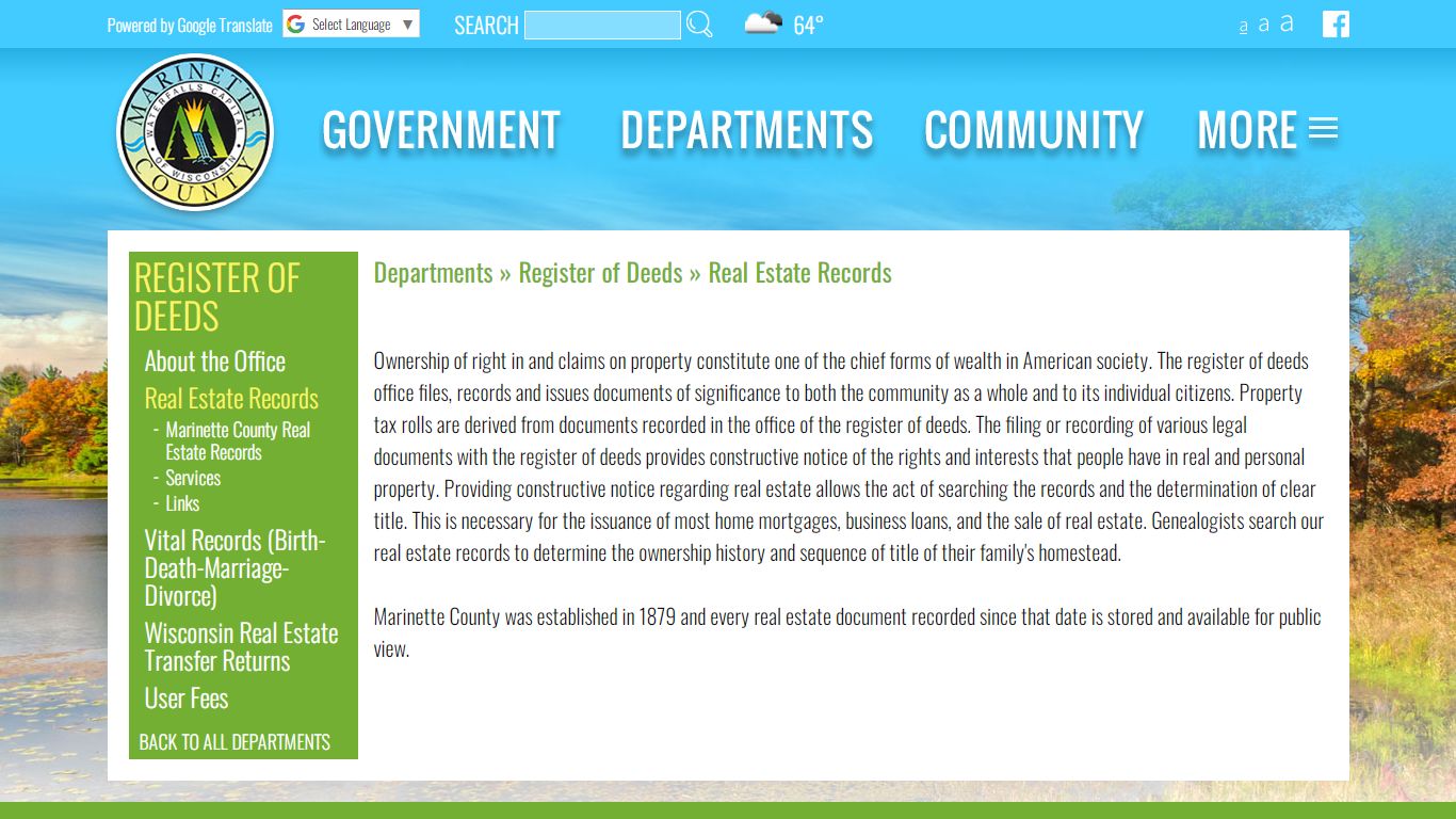 Register of Deeds » Real Estate Records - Marinette County